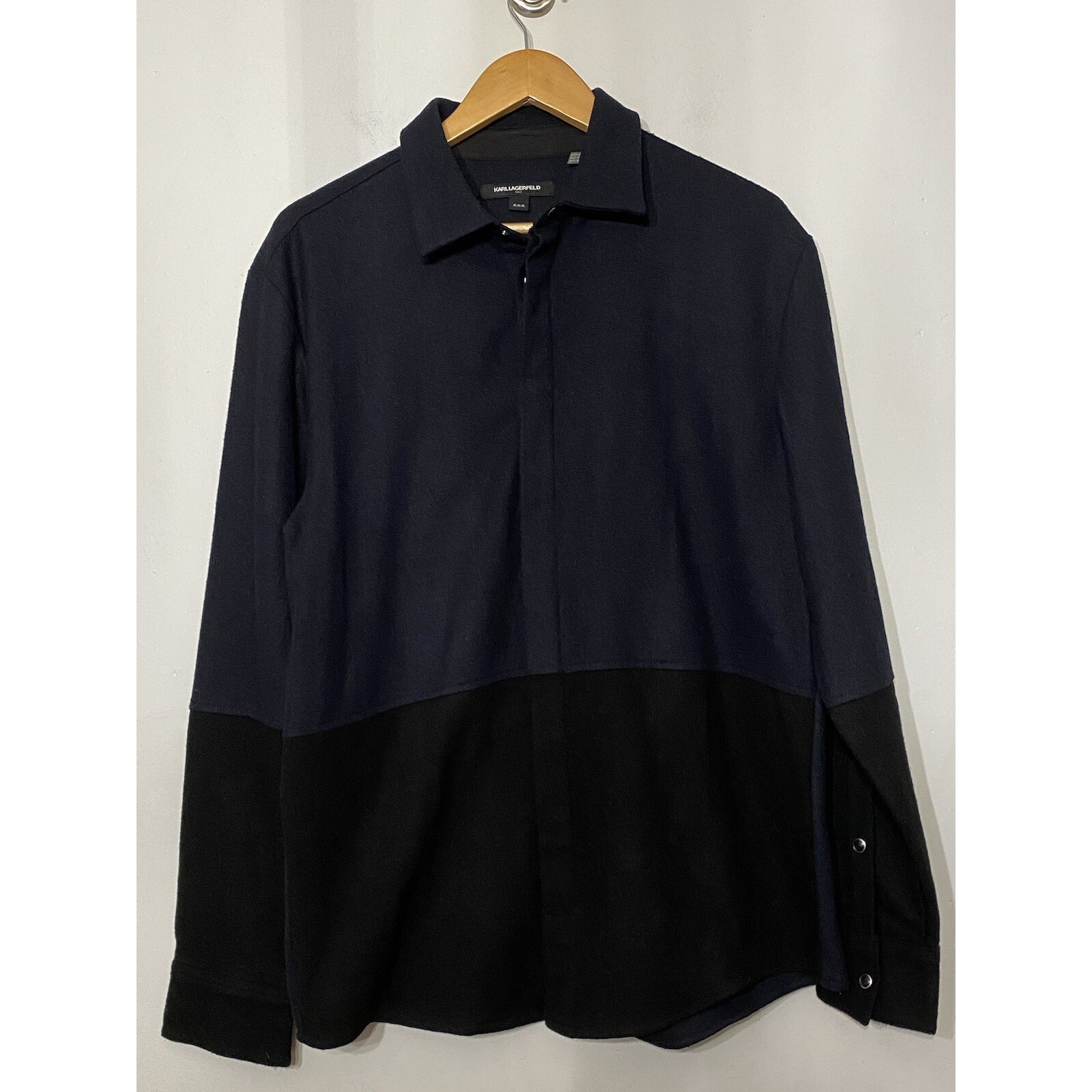 Karl Lagerfeld Shirt Pearl Snap Color Block Shacket Long Sleeve Nwt Men's Medium